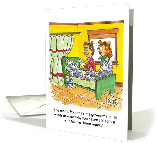 Get Well, man in hospital in bandages card (640603)