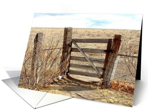 Pasture Gate - rustic wood card (201928)