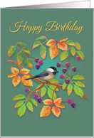 Happy Birthday Chickadee on Blackberry Bush card