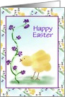 Happy Easter/With Chick and Flowers/Custom Card