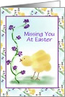 Missing You At Easter/Chick and Purple Flowers/Custom card