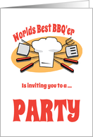 BBQ Party Invitation/BBQ Utensils/Chefs Hat/ card