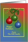 Happy Holidays/Ornaments and Holly/From/Custom Card