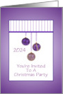 Christmas Party Invitation Purple Ornaments Custom Cover Year 2024 card