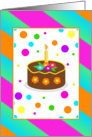 Recovery One Year Birthday/Colorful Dots Strips and Cake card