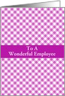 Employee Anniversary Pink Gingham Custom Card