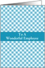 Happy Anniversary Employee/Blue Gingham Custom Card