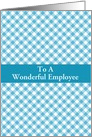 Happy Anniversary Employee/Blue Gingham Custom Card