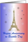 Happy Anniversary on Bastille Day/Eiffel Tower/Blue White Red/Custom card