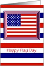 Happy Flag Day With American Flag And Red White And Blue Stripes card