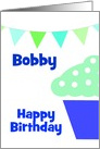 Happy Birthday Cupcake Custom Name Card For Boys card