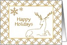 Christmas Card with Gold Reindeer and snowflakes/Custom Card