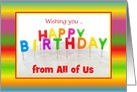 Colorful Happy Birthday Letters/From All Of US/Custom card