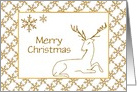 Christmas Card with Gold Reindeer and snowflakes/Custom Card