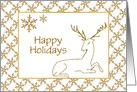 Happy Holidays Card with Gold Reindeer and snowflakes/Custom card