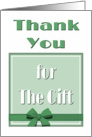 Thank You For The Gift-Green Gift Box With Bow card