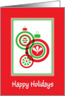 Happy Holidays-Red And Green Ornament Design card