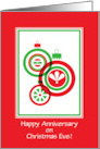 Anniversary on Christmas Eve-Red And Green Ornament Design-Custom card