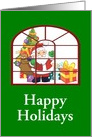 Happy Holidays-Christmas-Santa and Bag Of Toys-Custom card