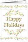 Happy Holidays-Holly Wreath and Berries-Wreath and Garland card