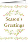 Season’s Greetings-Holly Wreath and Berries-Wreath and Garland card