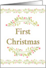 First Christmas-Holly Wreath and Berries-Wreath and Garland card