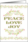 Peace Love Joy-Holly Wreath and Berries-Wreath and Garland card