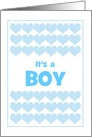 It’s A Boy Baby Announcement With Blue Hearts-Custom card