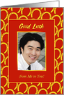 Good Luck Photo Card With Red And Gold Horseshoes card