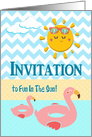 Invitation To Summer Fun In The Sun With Sunshine And Swans card