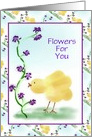 Birthday/Yellow Chick With Purple Flowers/Custom card