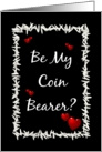 Be My Coin Bearer-Rice and Red Hearts On Black-Coin Bearer card