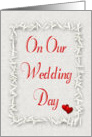 Our Wedding Day..Red Hearts and Rice card