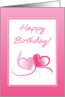 Happy Birthday-On Valentine’s Day-Pink Hearts card