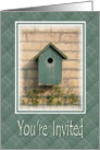 Green Wooden Birdhouse-Invitation card