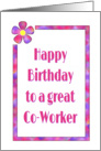 Birthday-For Co-Worker With 60s Flower Design card