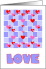 Valentine’s Day/Pink and Red Hearts/Love/Purple Squares card