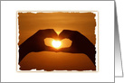 Heart Shaped Hands Capturing The Sunset Blank Note card