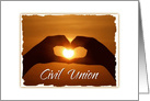 Romantic Civil Union Announcement With Sunset And Heart card
