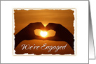 Romantic Engagement Announcement Sunset Heart card