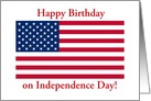 Happy Birthday On 4th Of July America Flag card