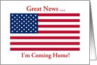 Coming Home Announcement From Service Patriotic American Flag card