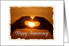 Romantic Wedding Anniversary For Couple Sunset Heart card