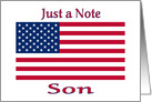 Just A Note For Son Patriotic American Flag card