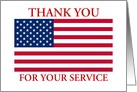 Thank You For Your Service American Flag Patriotic card