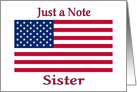 Blank Note For Sister With American Flag card