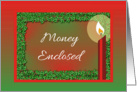Christmas Candle and Holly-Money Enclosed card