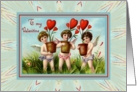 To My Valentine-Be Mine-Valentine Cherubs-Hearts card