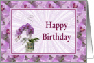 Happy Birthday-Purple Flowers-Mosaic Border card