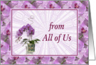 Birthday-From All Of Us-Purple Flowers-Mosaic Border card